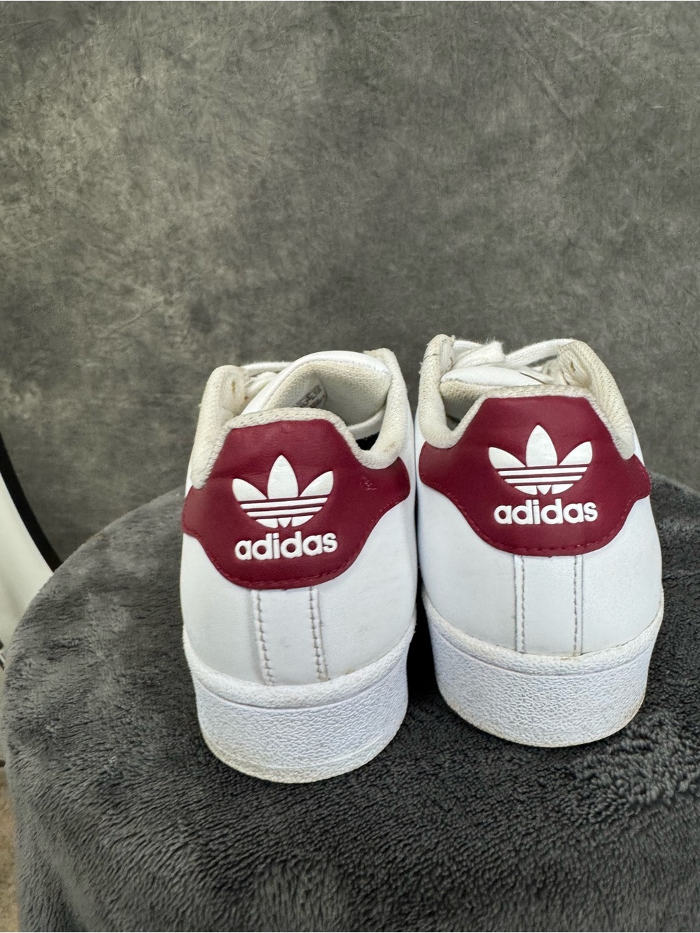 Adidas Superstar White Burgundy Gold Shell-Toe Sneakers Size 6 - Picture 5 of 9